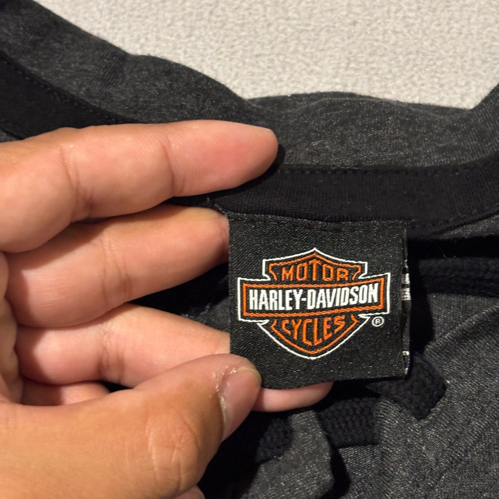 Harley Davidson Womens XL Lace Up Long Sleeve Shirt Barnes South Edmonton Gray - Picture 4 of 7